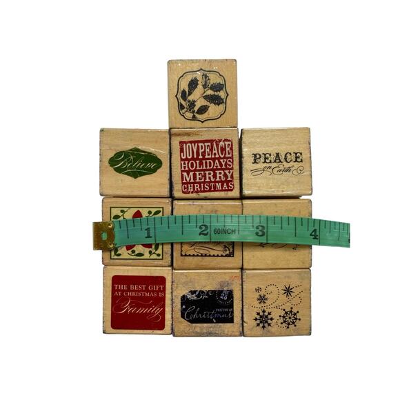 Lot of 10 Christmas Wood Mount Ink Stamps Peace of Earth Joy Peace Believe Gift - Picture 3 of 4